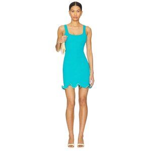 NIA x REVOLVE Dorian Dress in Turquoise New Womens Stretchy Ruffle Mini